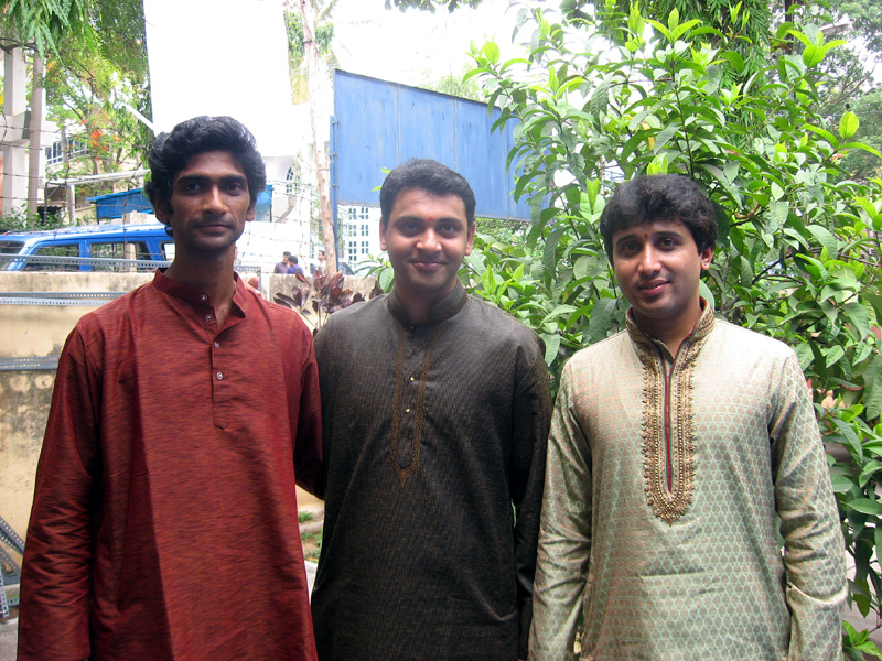 Recipients of Ananya Yuva Puraskara 2012 (L - R) A. Radhesh, Ashwin Anand, N. Rajkamal.jpg